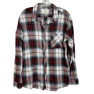 Thread Supply Plaid Flannel Shirt Women's Large Long Sleeve Button Up Casual Top